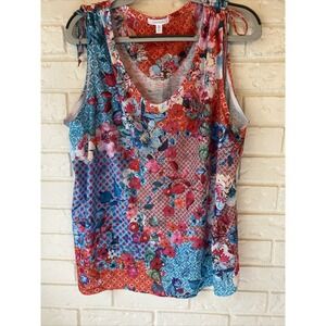 Concepts Women's Sleeveless Floral Geo Pattern Blouse Rhinestones Size XXL‎